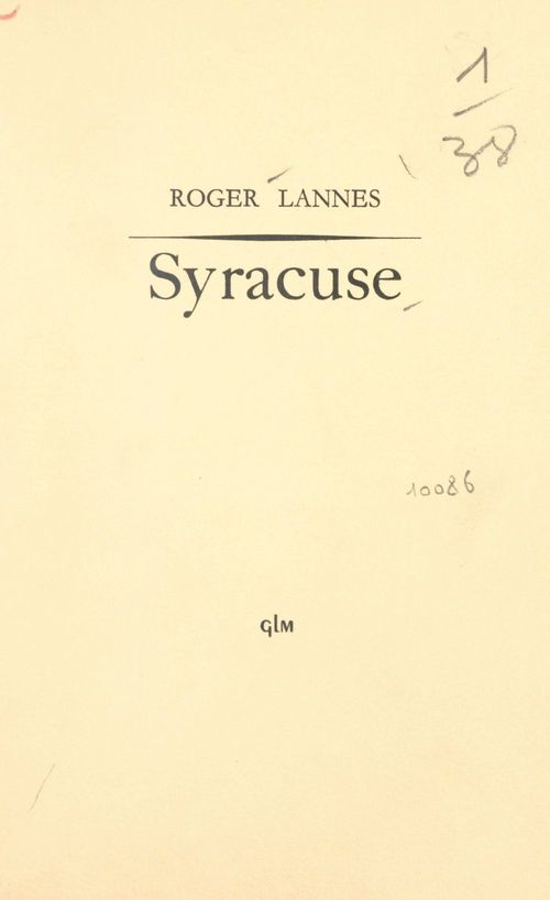 ebook cover of Syracuse, by Roger Lannes