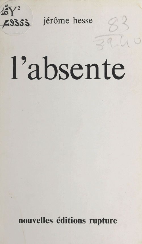 ebook cover of L'absente, by Jerome Hesse