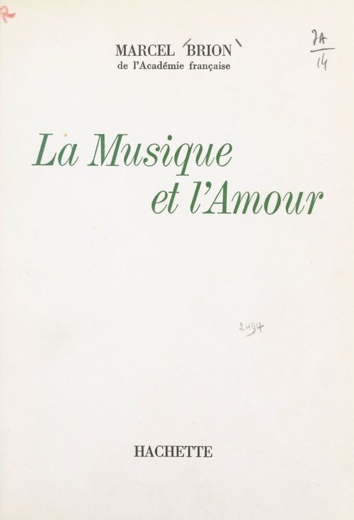 Couverture ebook de La musique et l'amour, de Marcel Brion