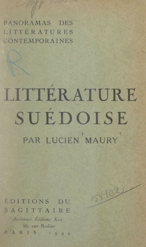 ebook cover of Littérature suédoise, by Lucien Maury