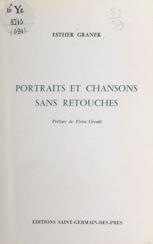 ebook cover of Portraits et chansons sans retouches, by Esther Granek