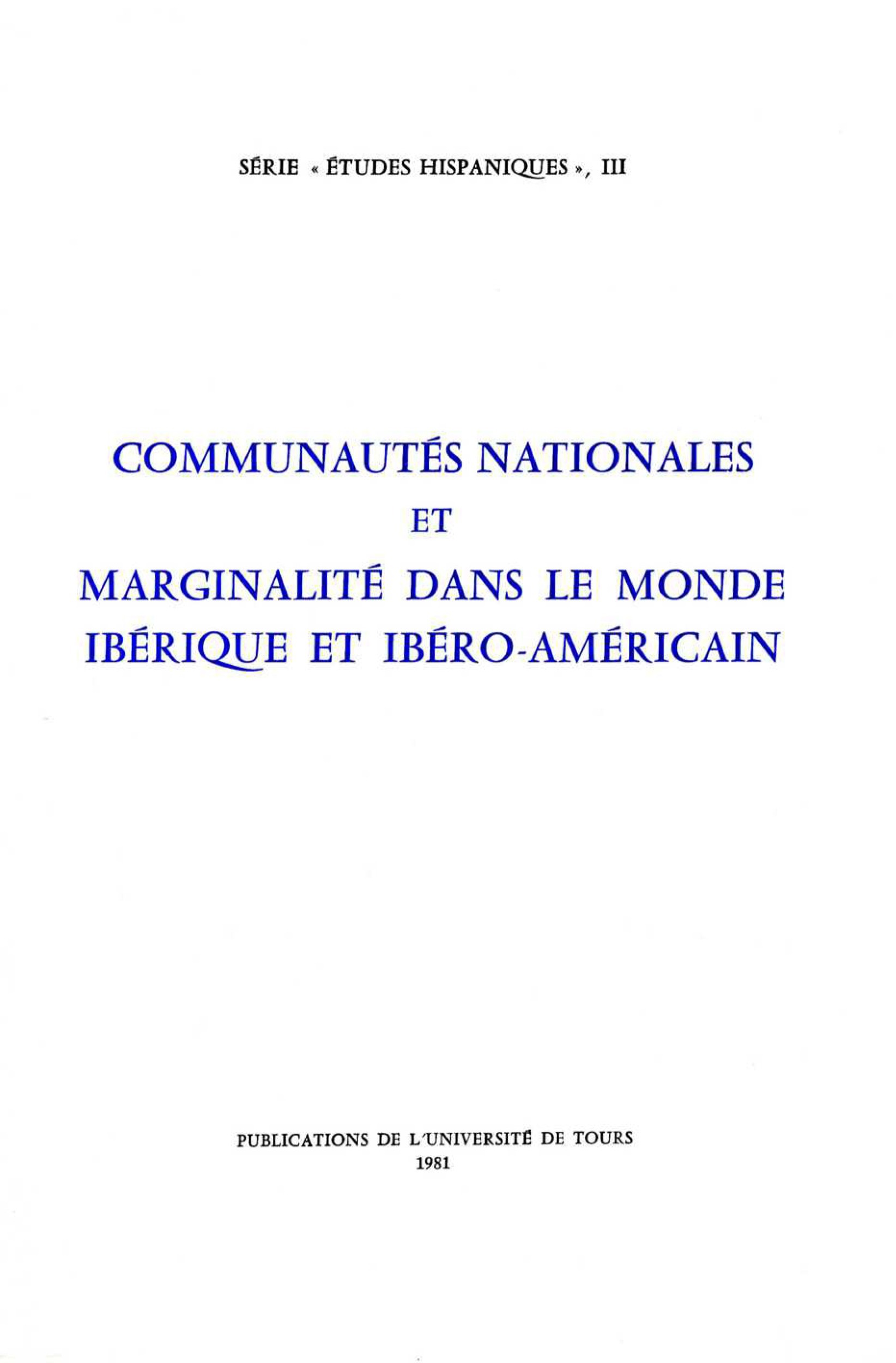 ebook cover of Communautés nationales et marginalité dans le monde ibérique et ibéro-américain, by