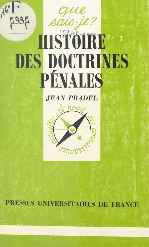 Couverture ebook de Histoire des doctrines pénales, de Jean Pradel