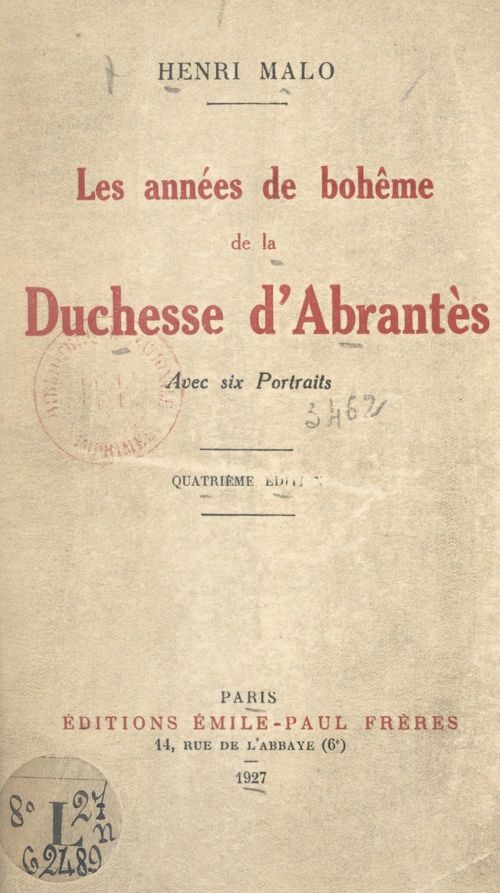 ebook cover of Les années de bohême de la Duchesse d'Abrantès, by Henri Malo