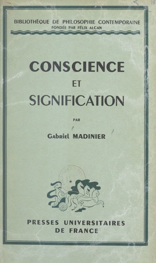 ebook cover of Conscience et signification, by Gabriel Madinier
