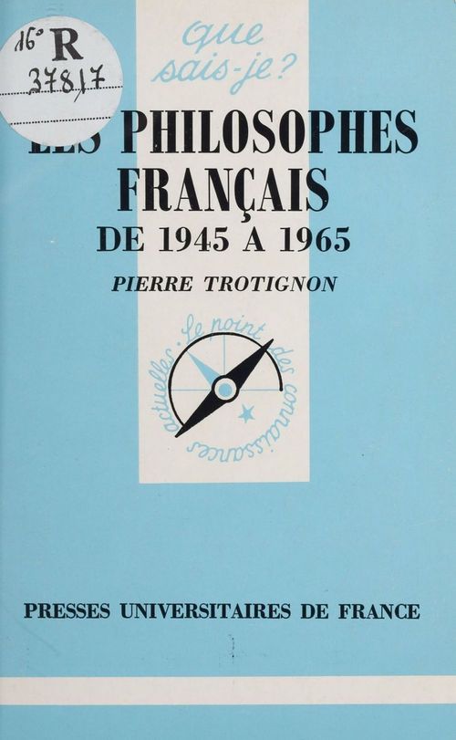 Couverture ebook de Les Philosophes français d'aujourd'hui, de Pierre Trotignon