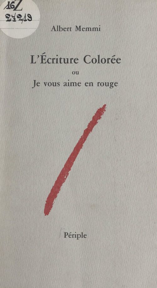 Couverture ebook de L'écriture colorée, de Albert Memmi
