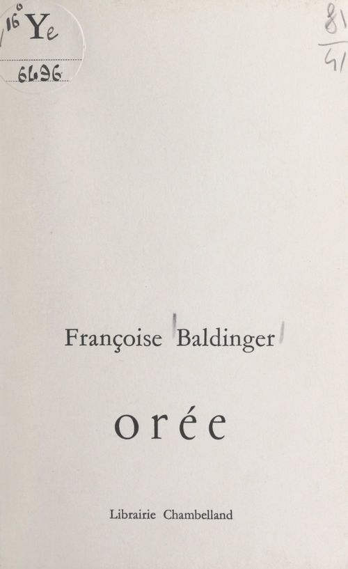 Couverture ebook de Orée, de Francoise Baldinger