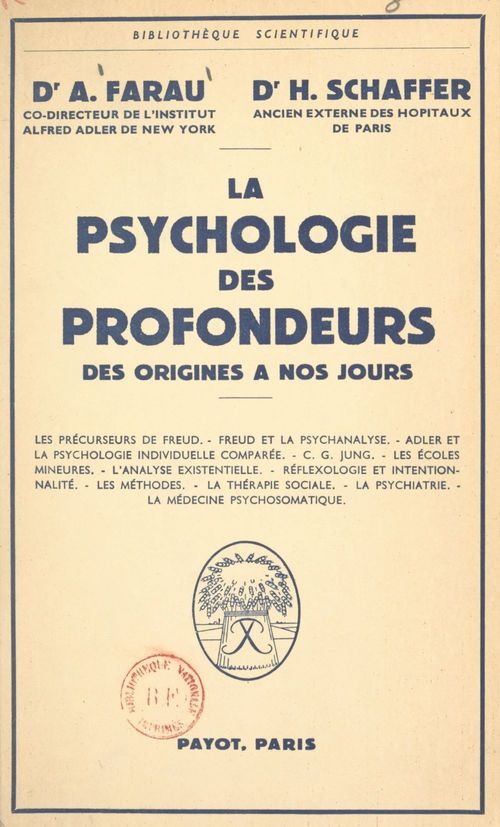 Couverture ebook de La psychologie des profondeurs, de Alfred Farau, Herbert Schaffer