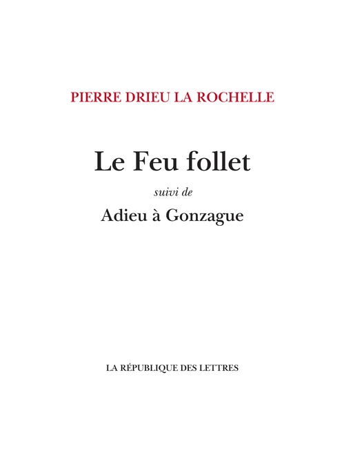 ebook cover of Le Feu follet, by Pierre Drieu la Rochelle