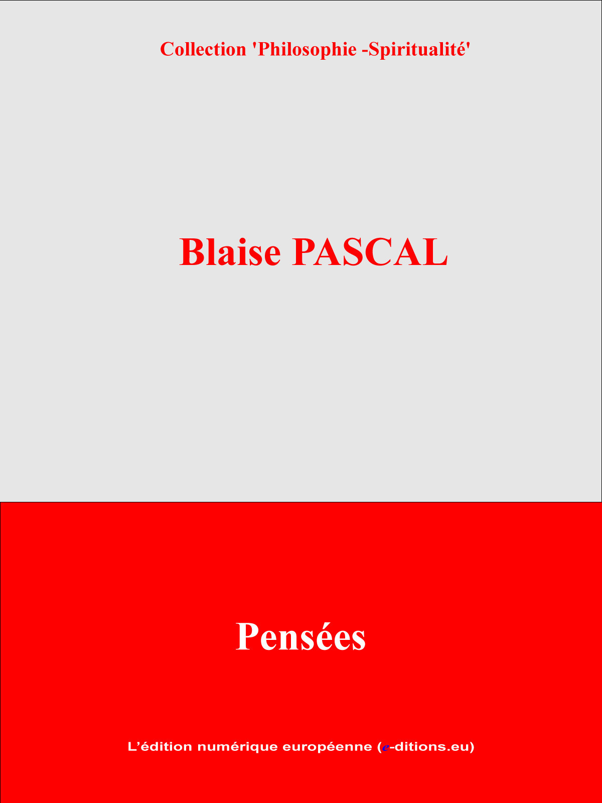 Couverture ebook de Pensées, de Blaise Pascal