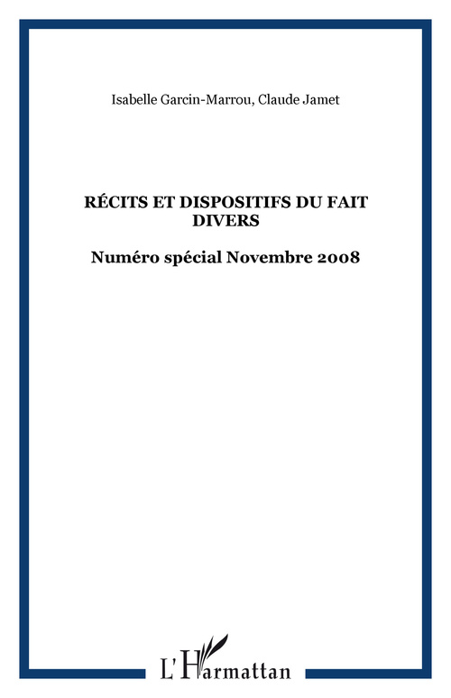 Couverture ebook de Récits et dispositifs du fait divers, de Medias Et Culture