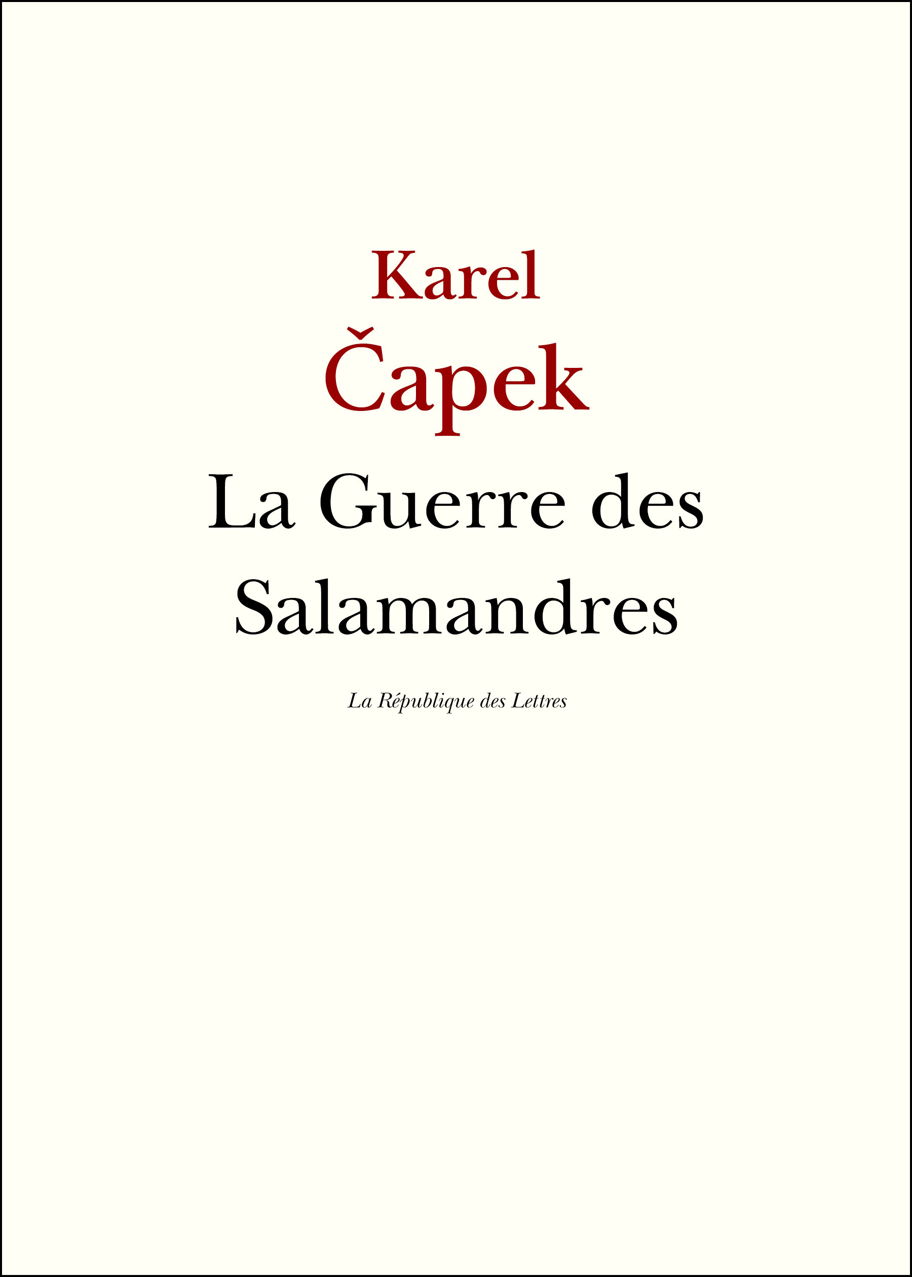 ebook cover of La Guerre des Salamandres, by Karel Capek