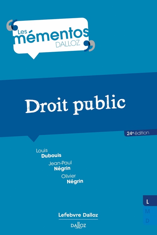 Couverture ebook de Droit public 24ed, de Louis Dubouis, Jean-Paul Négrin, Gustave Peiser