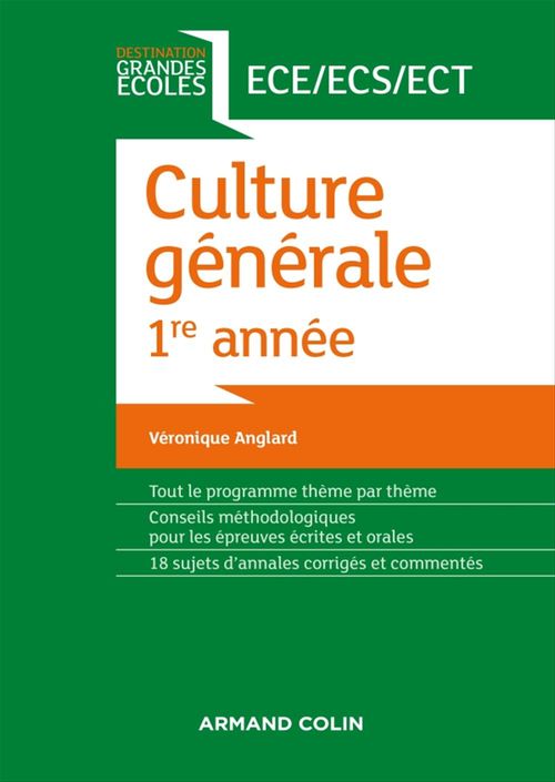 ebook cover of Culture générale 1re année ECE/ECS/ECT, by Véronique Anglard