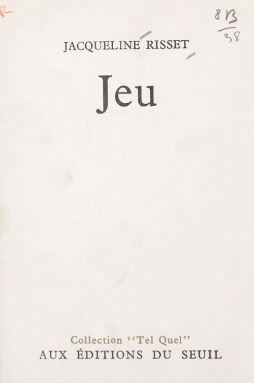 Couverture ebook de Jeu, de Jacqueline Risset