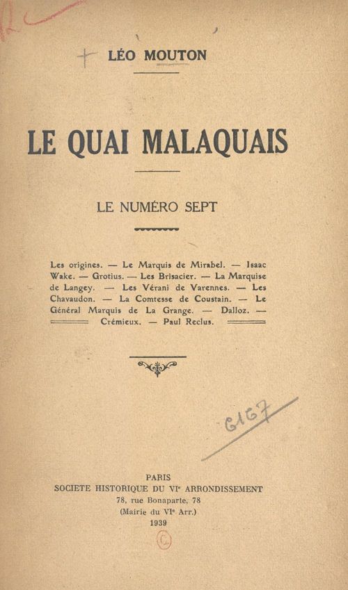 Couverture ebook de Le quai Malaquais : le numéro sept, de Leo Mouton