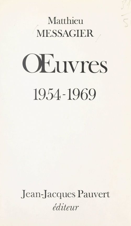 Couverture ebook de OEuvres, de Matthieu Messagier