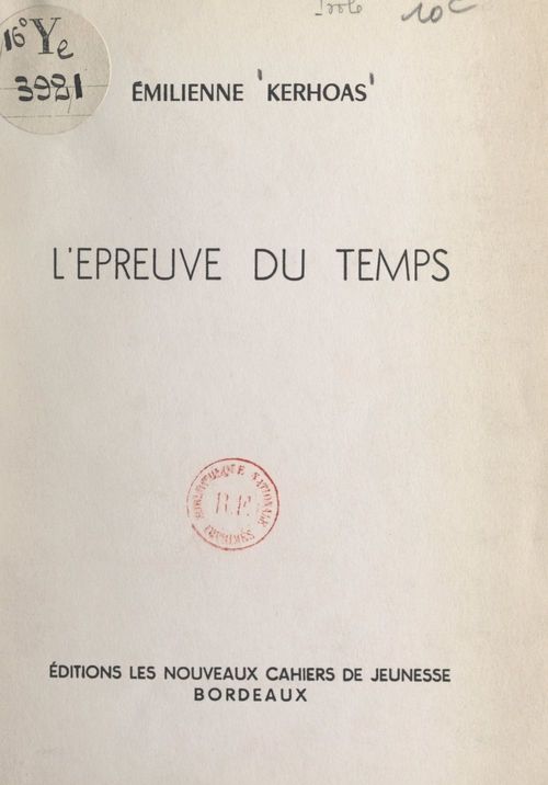 Couverture ebook de L'épreuve du temps, de Emilienne Kerhoas