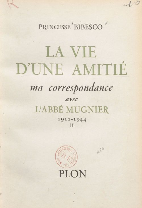 Couverture ebook de La vie d'une amitié, de Marthe Bibesco