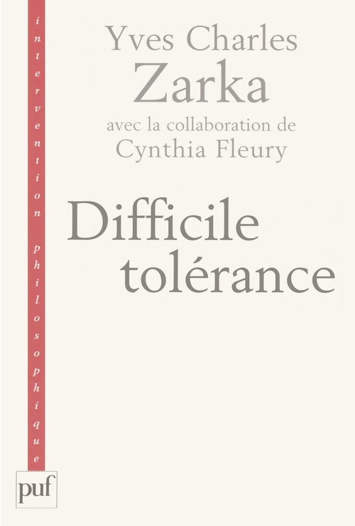 ebook cover of Difficile tolérance, by Yves-Charles Zarka