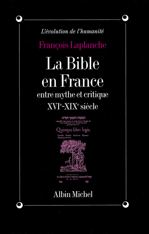 Couverture ebook de La Bible en France, de François Laplanche