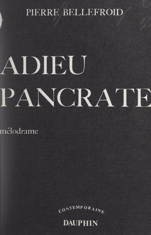 ebook cover of Adieu Pancrate, by Pierre Bellefroid