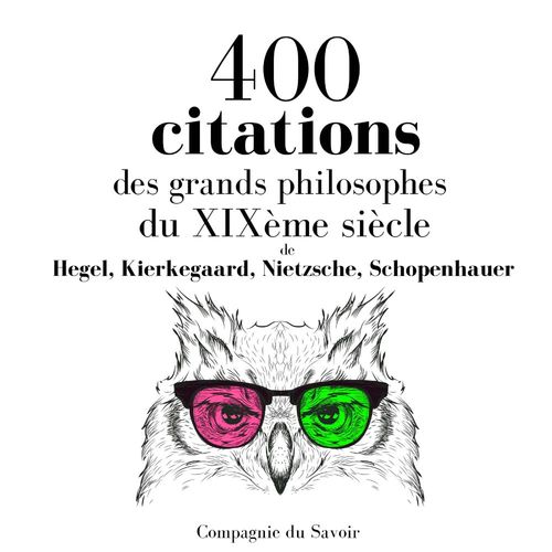 Couverture audiobook de 400 citations des grands philosophes du XIXème siècle, de Arthur Schopenhauer, Friedrich Nietzsche, Georg Wilhelm Friedrich Hegel, Soren Kierkegaard