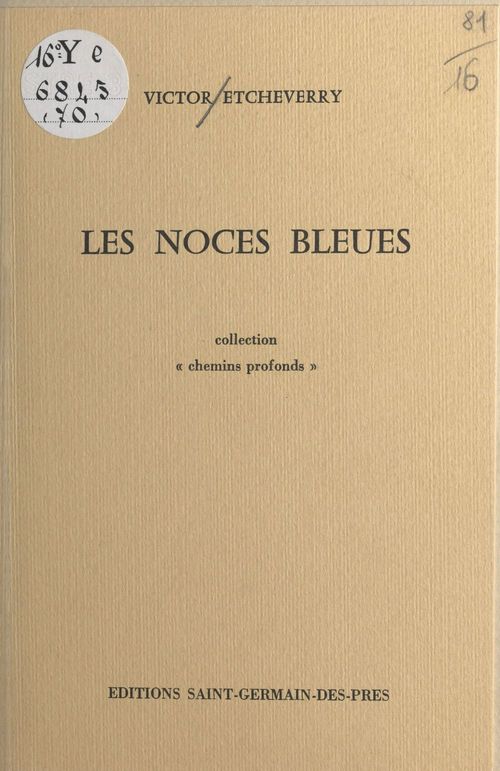 Couverture ebook de Les noces bleues, de Victor Etcheverry