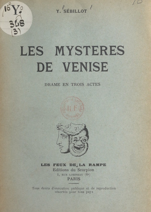 Couverture ebook de Les mystères de Venise, de Paul-Yves Sebillot
