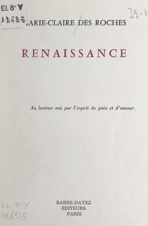 ebook cover of Renaissance, by Marie-Claire Des Roches