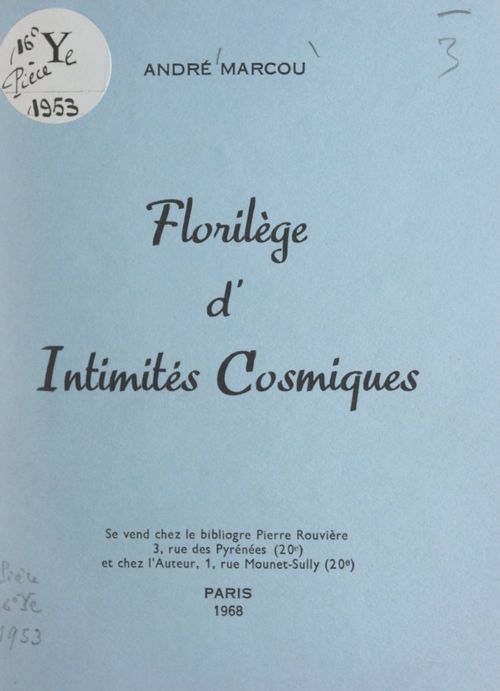 ebook cover of Florilège d'intimités cosmiques, by Andre Marcou