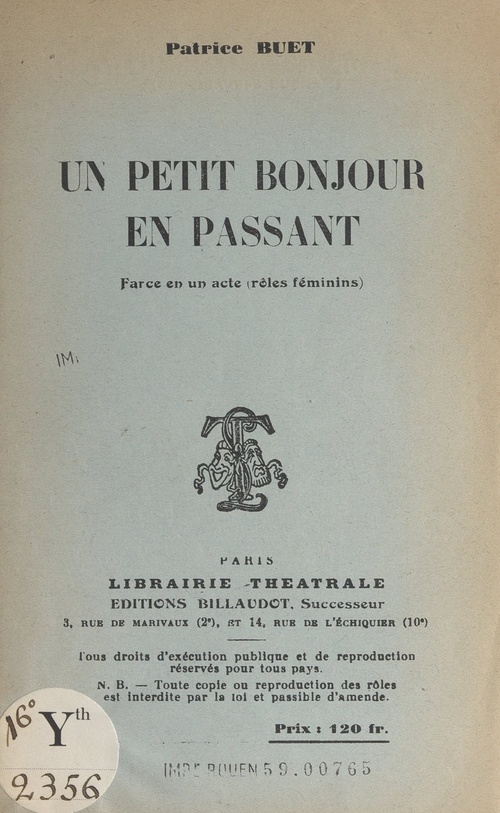 ebook cover of Un petit bonjour en passant, by Patrice Buet