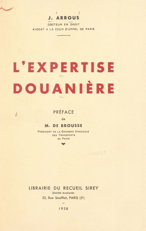 ebook cover of L'expertise douanière, by Jules Arrous