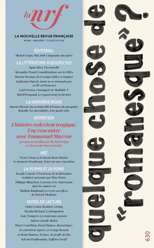 Couverture ebook de La Nouvelle Revue Française N° 630 (mai 2018), de La Nouvelle Revue Francaise