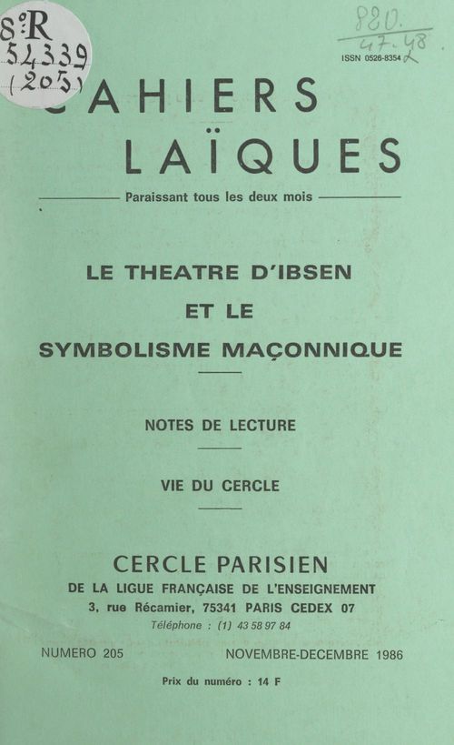 Couverture ebook de Le théâtre d'Ibsen et le symbolisme maçonnique, de Robert Vidalin