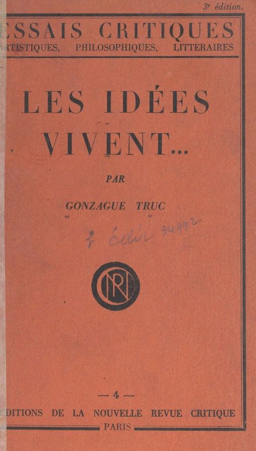 Couverture ebook de Les idées vivent..., de Gonzague Truc