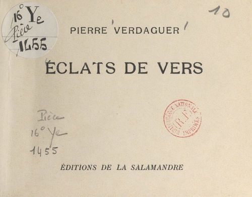 Couverture ebook de Éclats de vers, de Pierre Verdaguer
