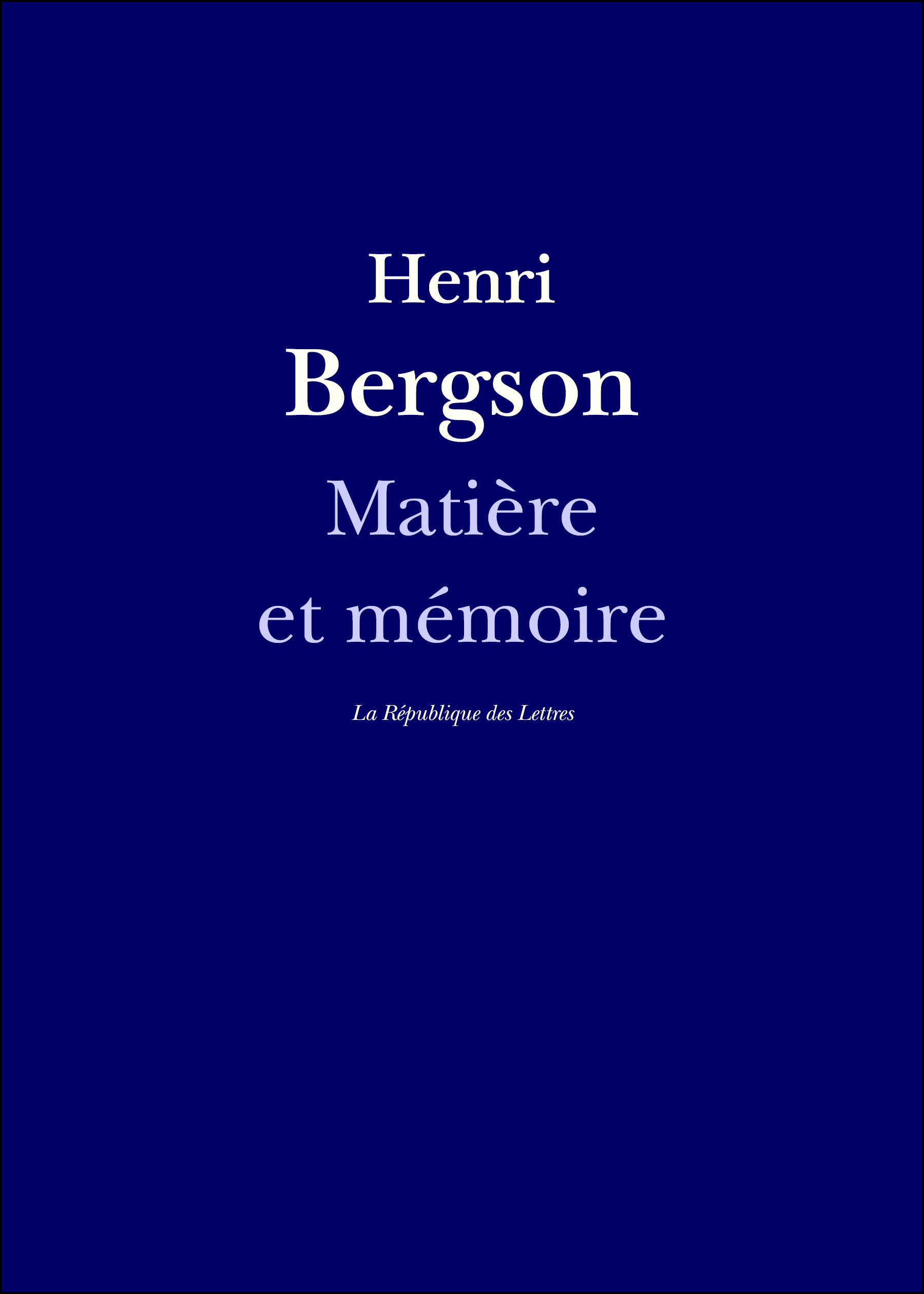 ebook cover of Matière et mémoire, by Henri Bergson