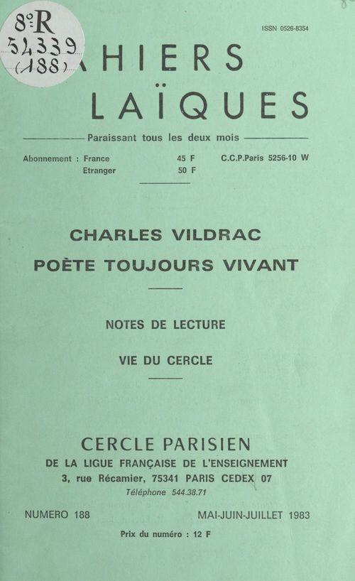 Couverture ebook de Charles Vildrac, poète toujours vivant, de Paul Maunoury