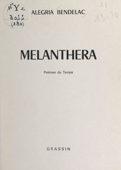 ebook cover of Melanthera, by Alegria Bendelac