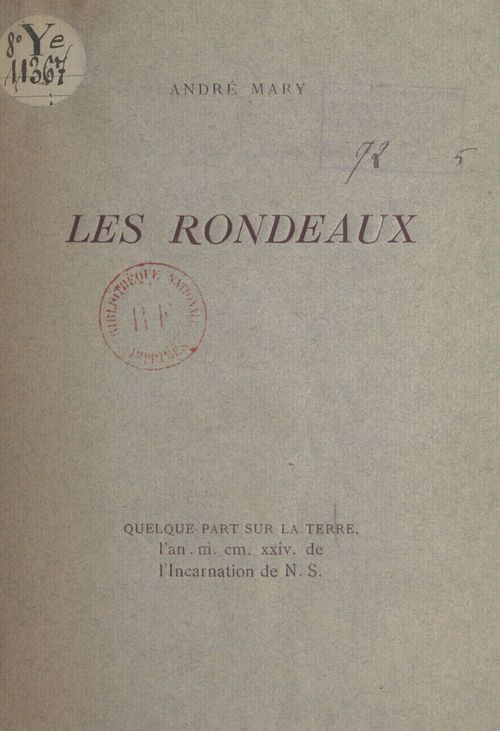 ebook cover of Les rondeaux, by Andre Mary