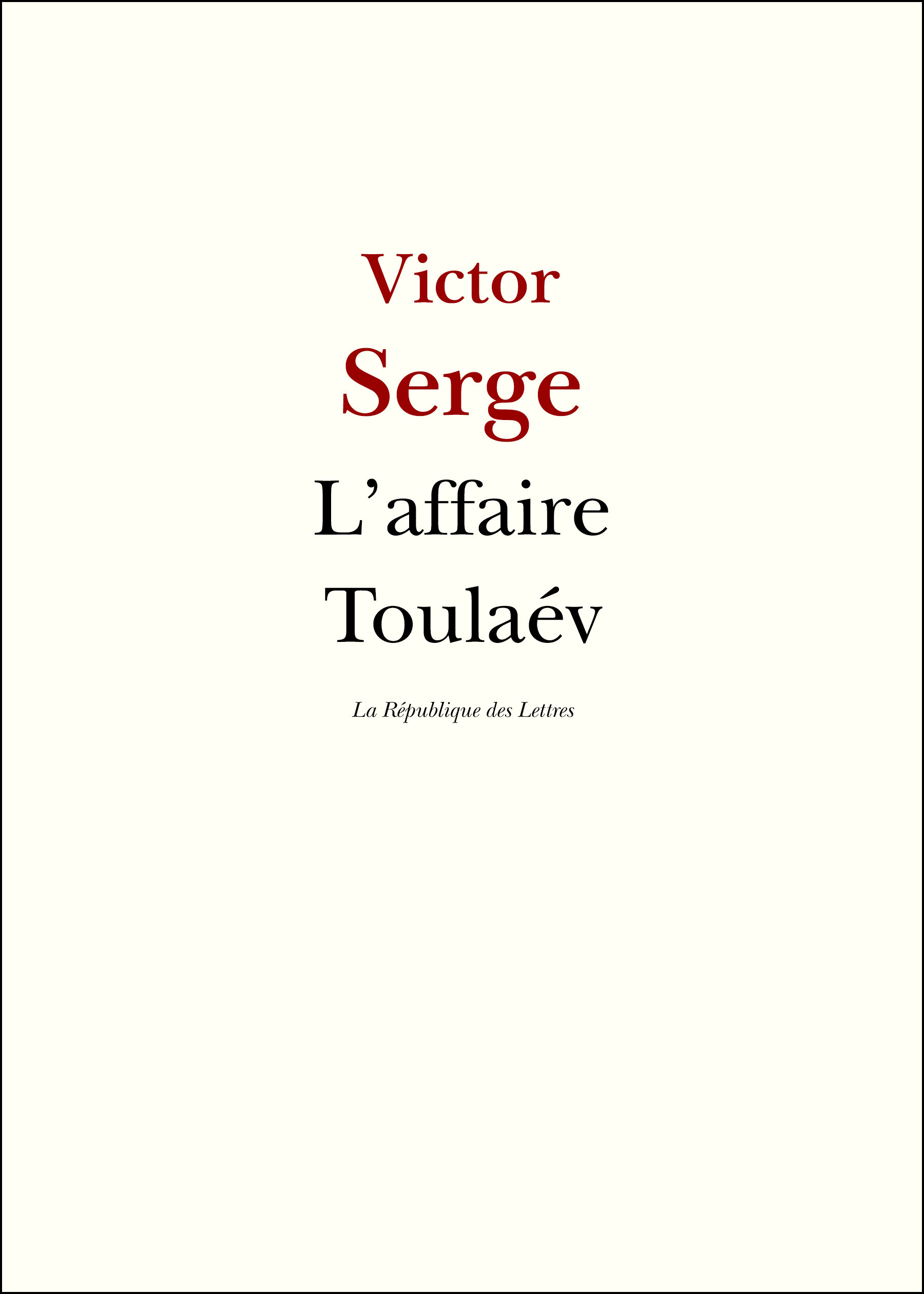 ebook cover of L'affaire Toulaév, by Victor Serge