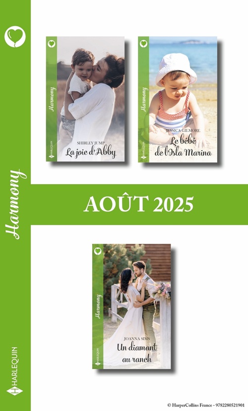Couverture ebook de Pack mensuel Harmony - 3 romans (Août 2025), de Shirley Jump, Jessica Gilmore, Joanna Sims