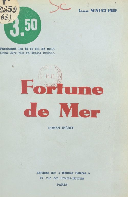 ebook cover of Fortune de mer, by Jean Mauclere