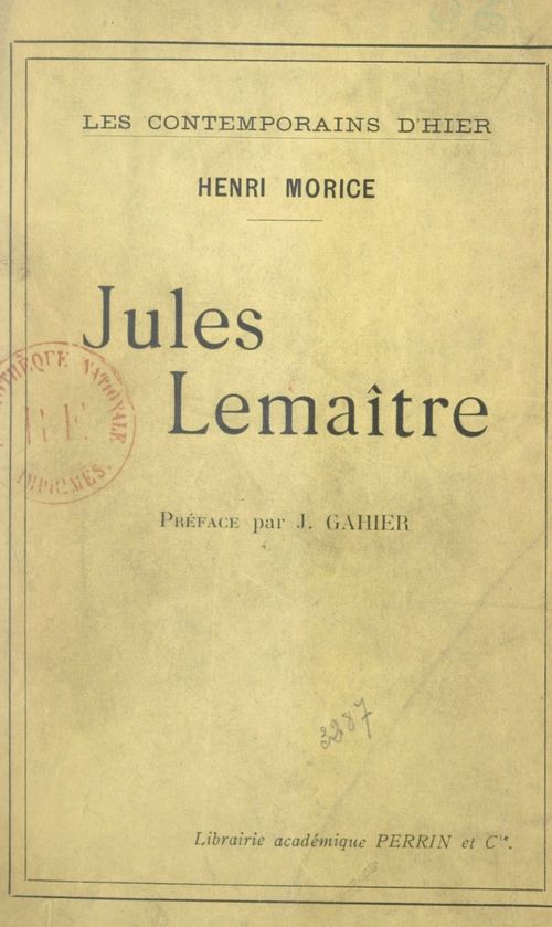 Couverture ebook de Jules Lemaître, de Henri Morice