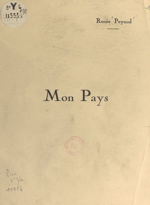 Couverture ebook de Mon Pays, de Renee Peyaud