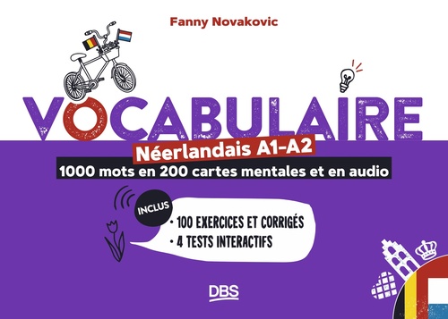 ebook cover of Vocabulaire néerlandais A1-A2 en 1000 mots, 200 cartes mentales et en audio, by Fanny Novakovic