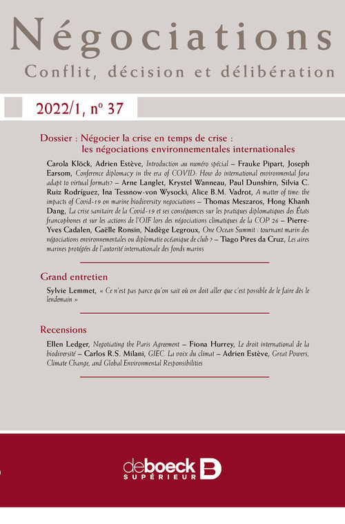 Couverture ebook de Négociations n° 37, de Collectif