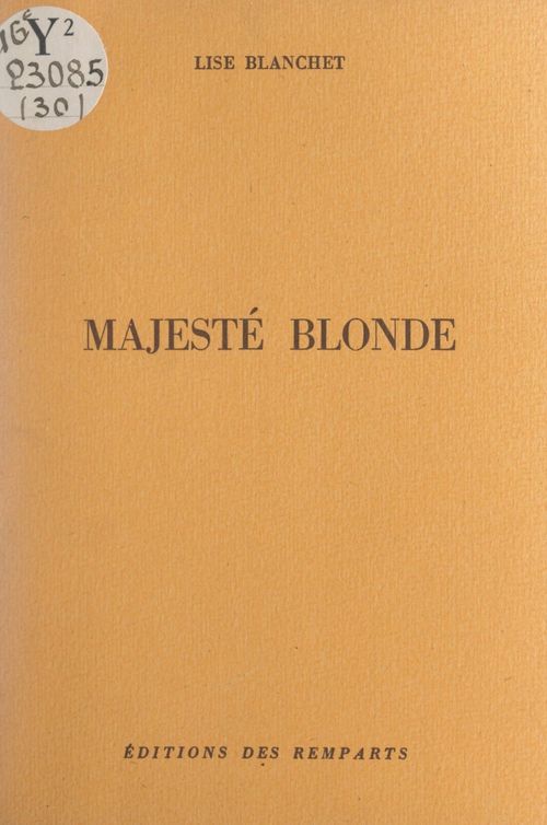 Couverture ebook de Majesté blonde, de Lise Blanchet